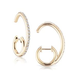 NEW! GOLD CLIMBER HOOP EARRINGS WITH WHITE PAVE CRYSTALS